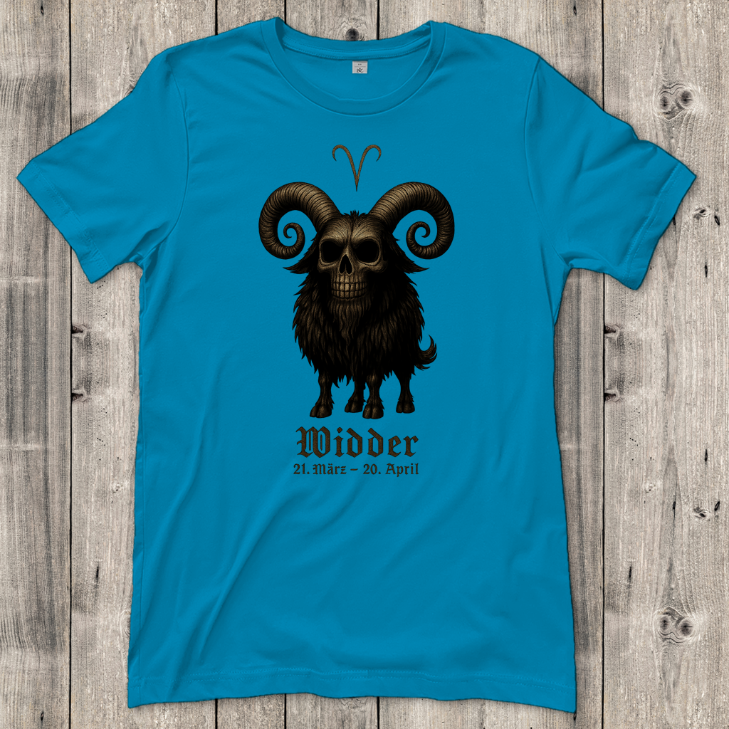 Damen T-Shirt Dämonischer Widder mit gothic Schriftzug