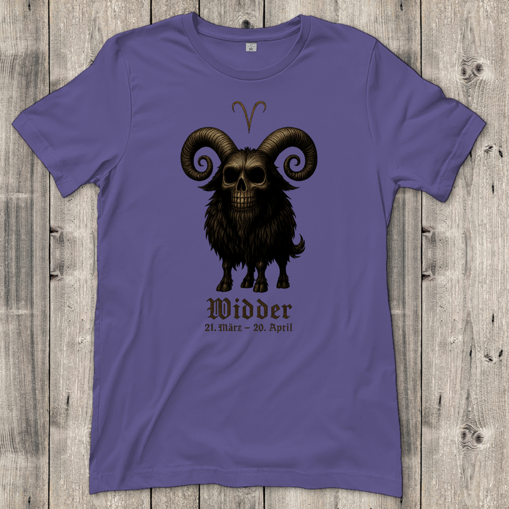 Damen T-Shirt Dämonischer Widder mit gothic Schriftzug