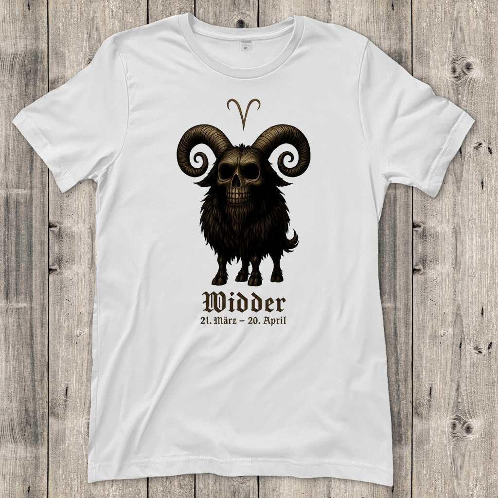 Damen T-Shirt Dämonischer Widder mit gothic Schriftzug