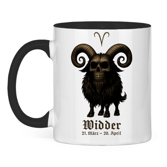Tasse zweifarbig Dämonischer Widder mit gothic Schriftzug