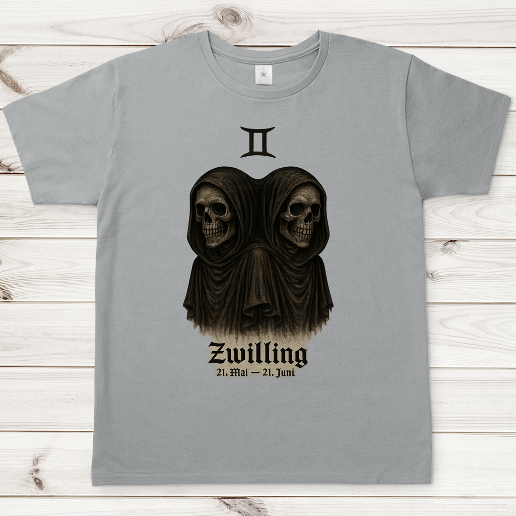 Herren T-Shirt Zwilling des Todes mit astrologischem Symbol