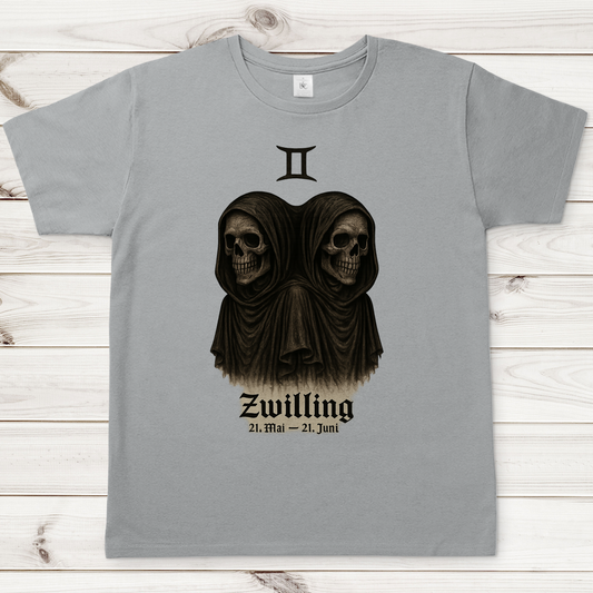 Herren T-Shirt Zwilling des Todes mit astrologischem Symbol