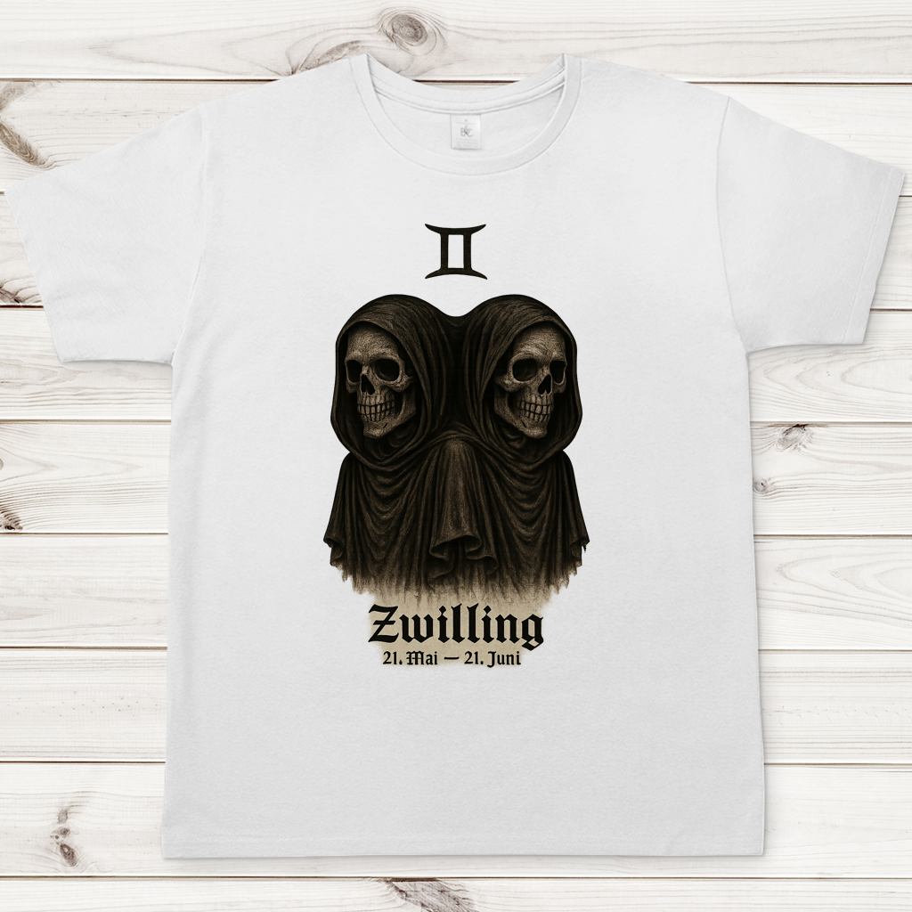 Herren T-Shirt Zwilling des Todes mit astrologischem Symbol