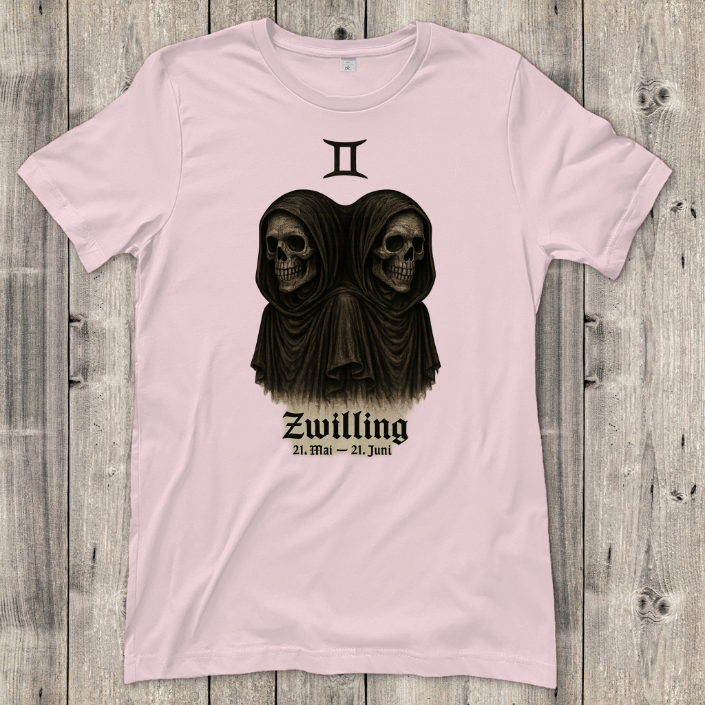 Damen T-Shirt Zwilling des Todes mit astrologischem Symbol