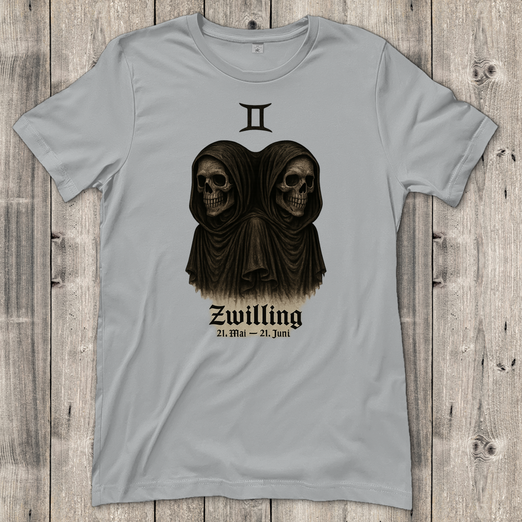 Damen T-Shirt Zwilling des Todes mit astrologischem Symbol