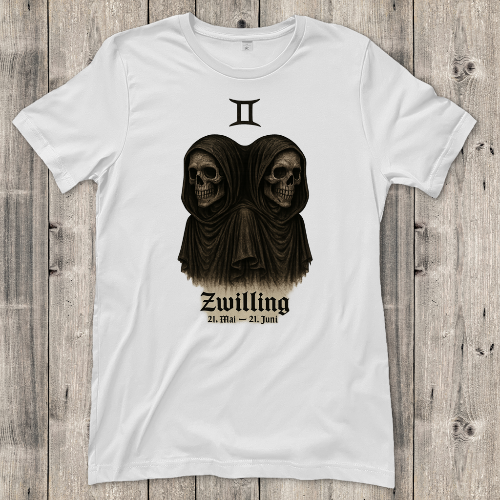 Damen T-Shirt Zwilling des Todes mit astrologischem Symbol