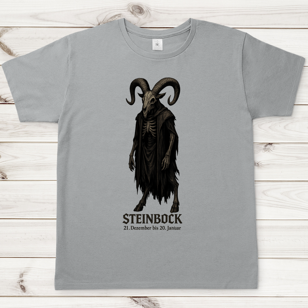 Herren T-Shirt Dämonischer Steinbock mit Kapuzenumhang