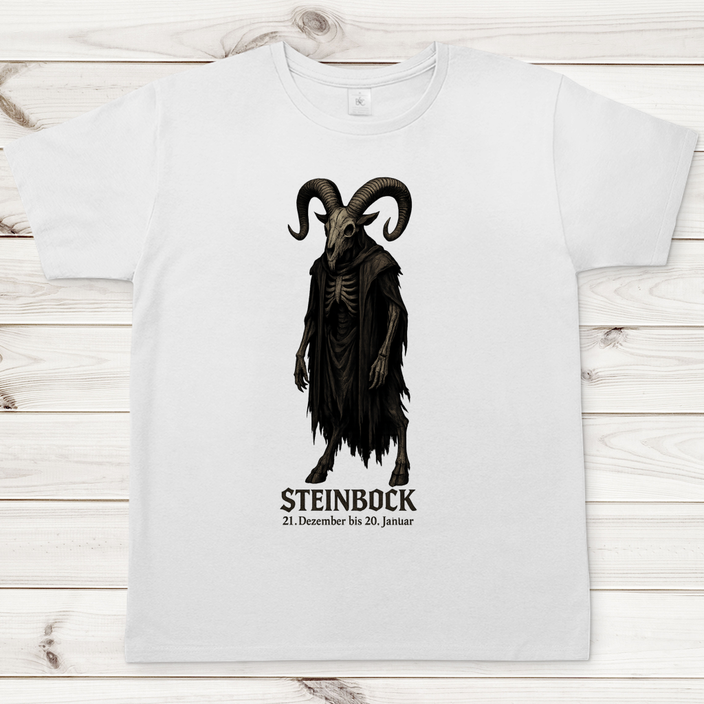 Herren T-Shirt Dämonischer Steinbock mit Kapuzenumhang