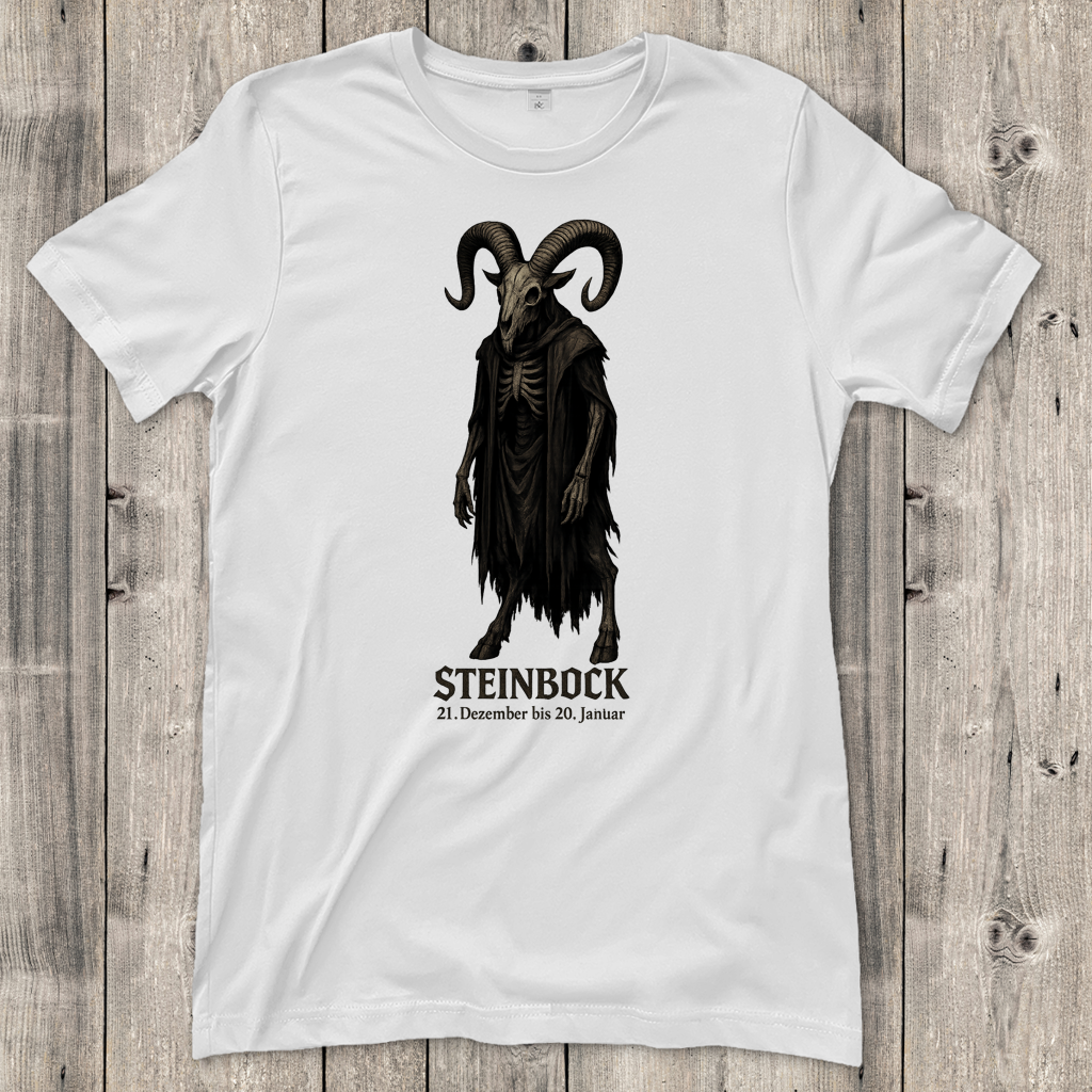 Damen T-Shirt Dämonischer Steinbock mit Kapuzenumhang