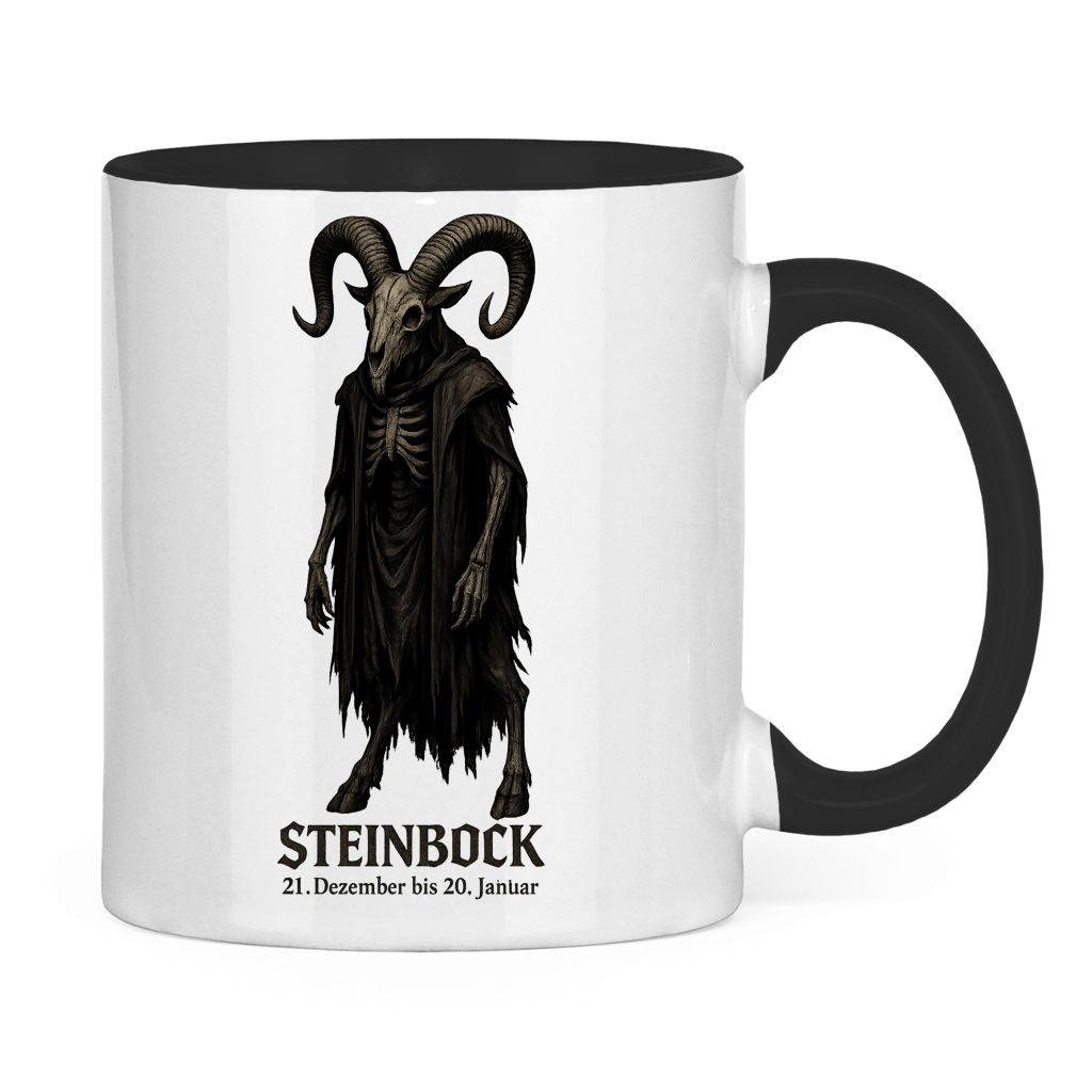 Tasse zweifarbig Dämonischer Steinbock mit Kapuzenumhang
