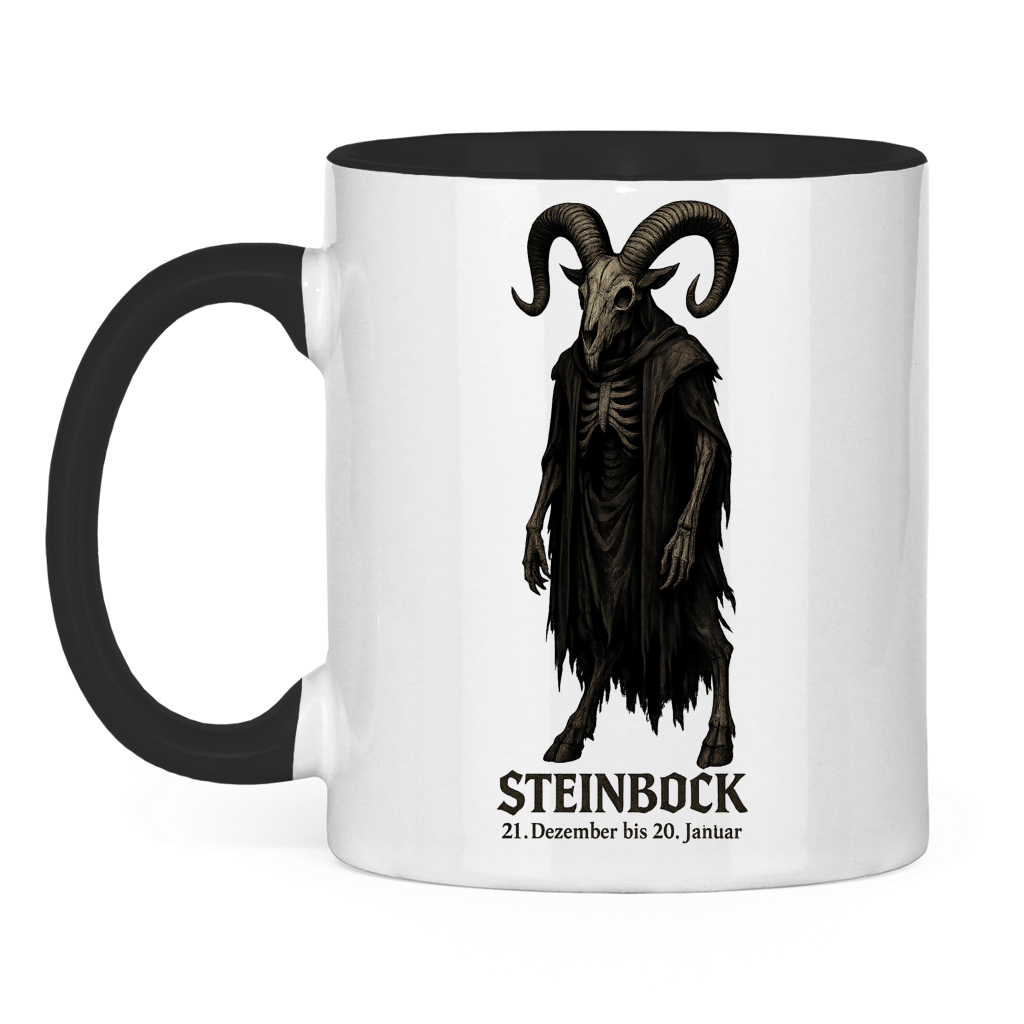 Tasse zweifarbig Dämonischer Steinbock mit Kapuzenumhang
