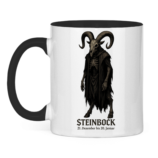 Tasse zweifarbig Dämonischer Steinbock mit Kapuzenumhang