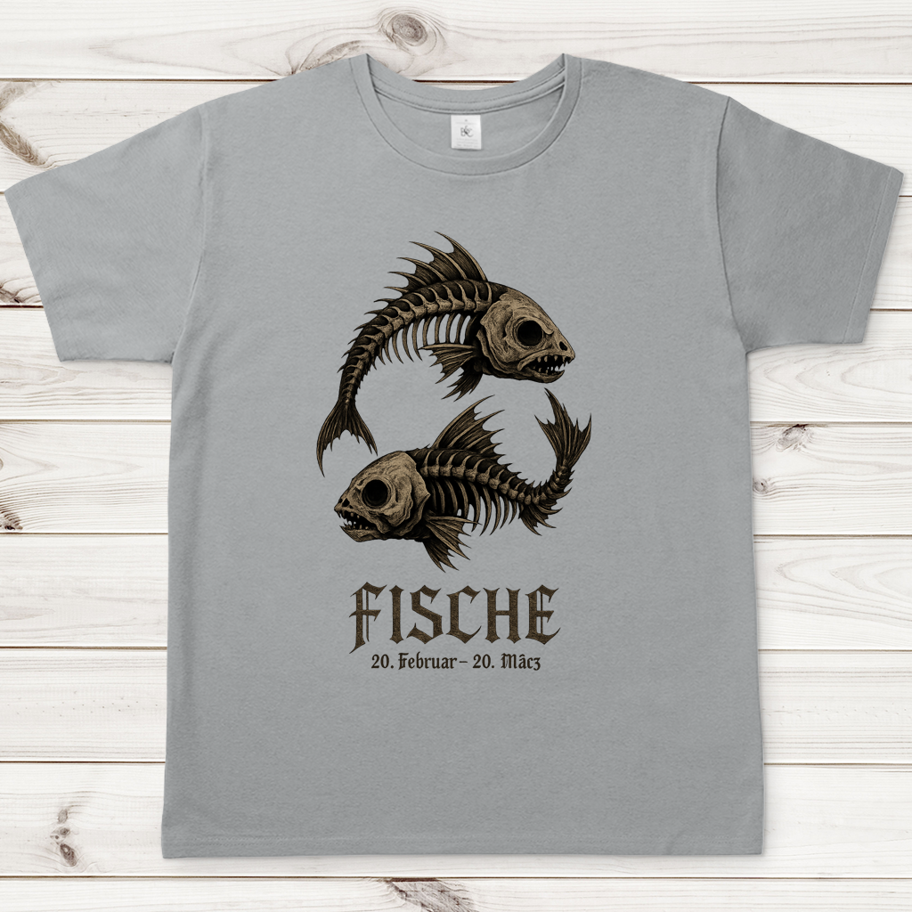 Herren T-Shirt Skeletalfische im Yin-Yang-Muster