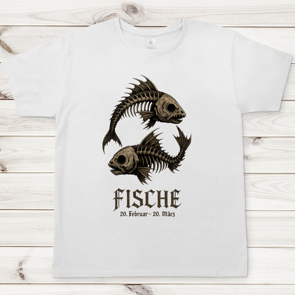 Herren T-Shirt Skeletalfische im Yin-Yang-Muster