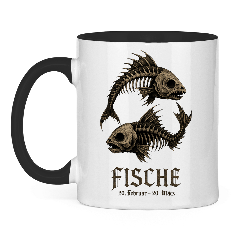Tasse zweifarbig Skeletalfische im Yin-Yang-Muster
