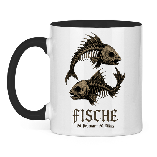 Tasse zweifarbig Skeletalfische im Yin-Yang-Muster