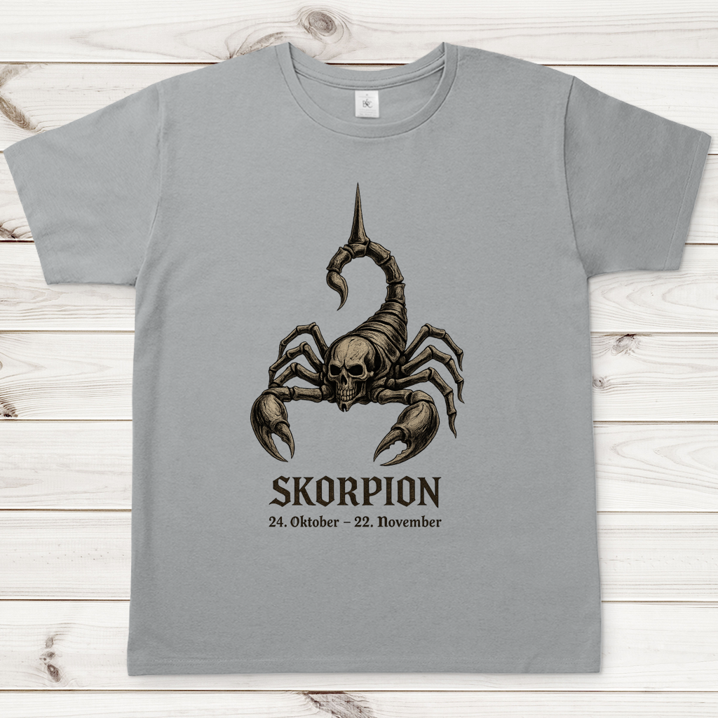 Herren T-Shirt Skelett-Skorpion der Sternzeichen Skorpion