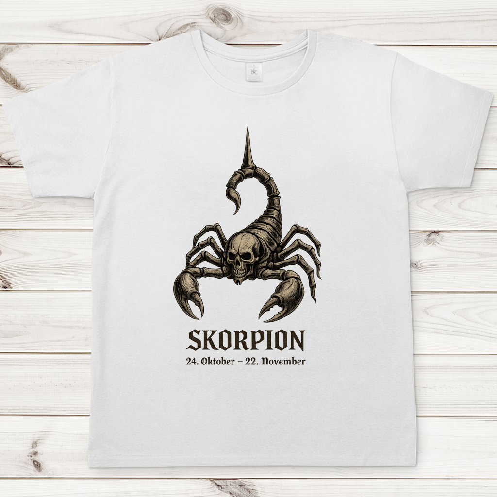 Herren T-Shirt Skelett-Skorpion der Sternzeichen Skorpion
