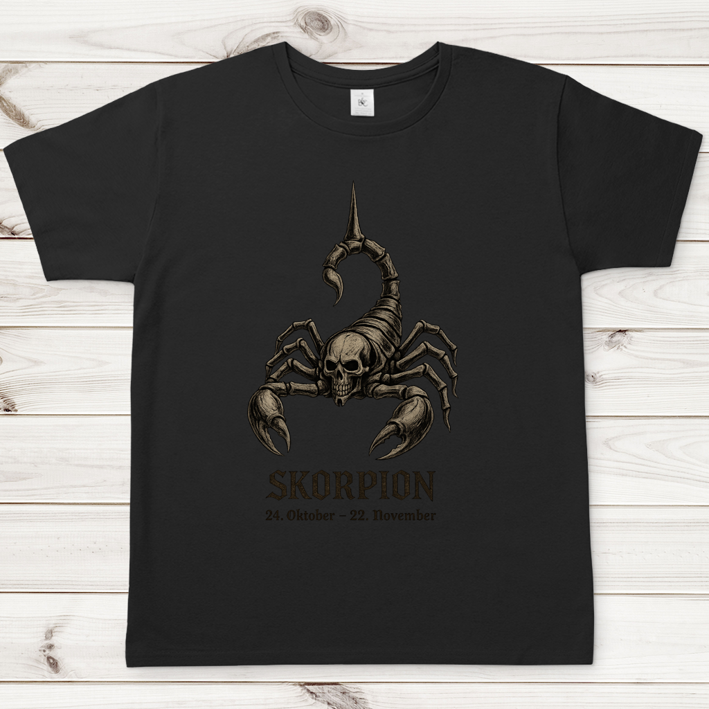 Herren T-Shirt Skelett-Skorpion der Sternzeichen Skorpion