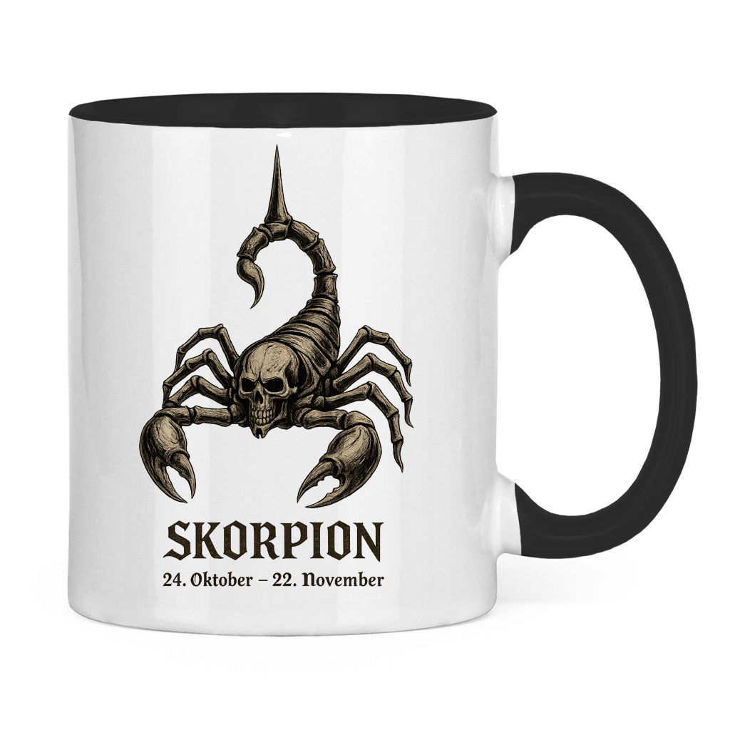 Tasse zweifarbig Skelett-Skorpion der Sternzeichen Skorpion