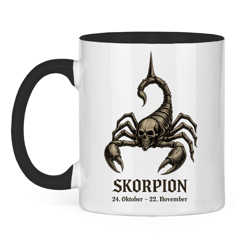 Tasse zweifarbig Skelett-Skorpion der Sternzeichen Skorpion