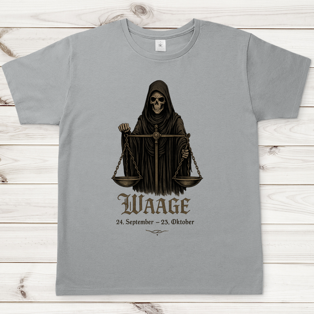 Herren T-Shirt Waage Skelett