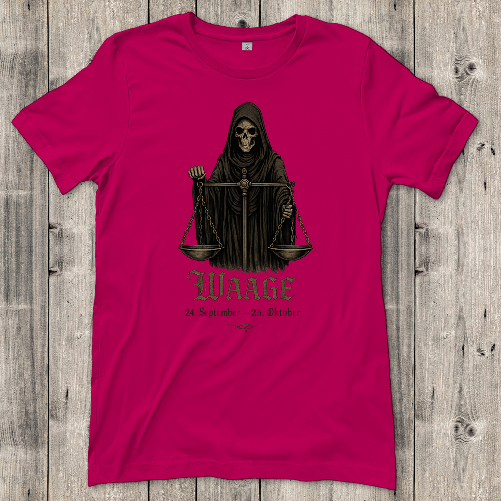 Damen T-Shirt Waage Skelett