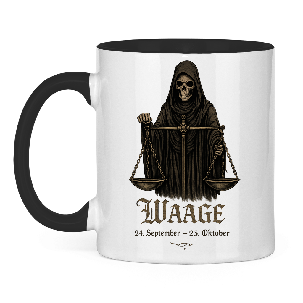 Tasse zweifarbig Waage Skelett