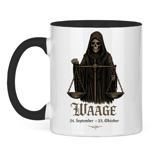 Tasse zweifarbig Waage Skelett