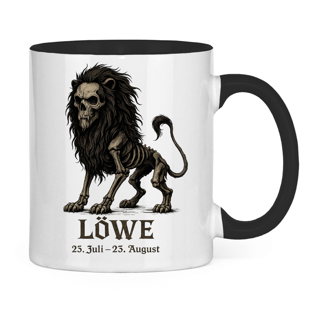 Tasse zweifarbig Löwe Skelett