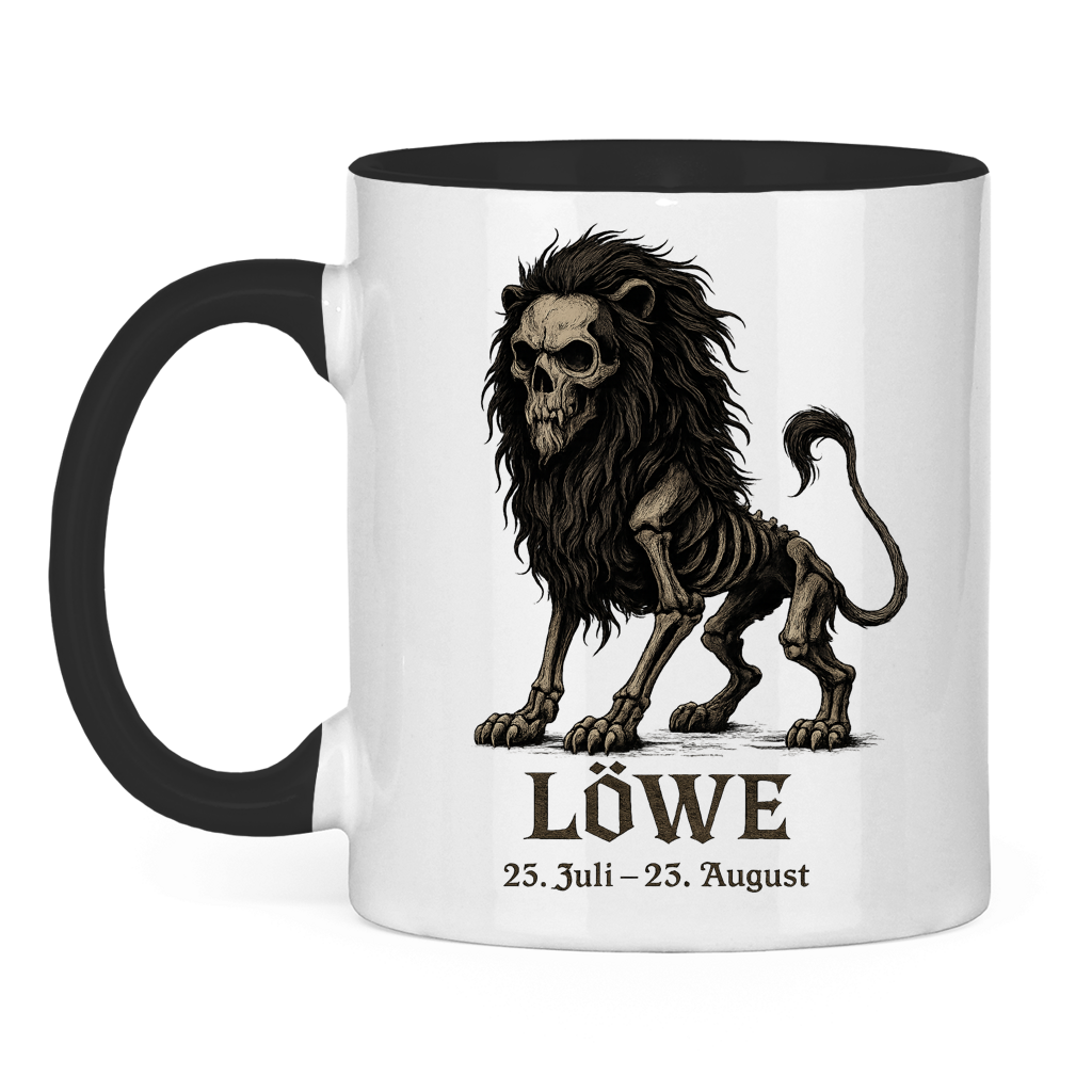 Tasse zweifarbig Löwe Skelett