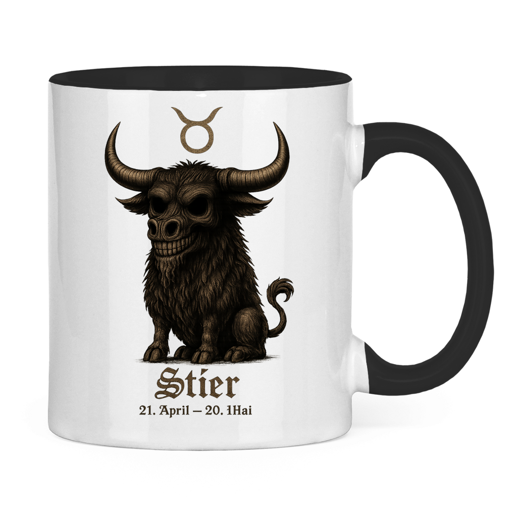 Tasse zweifarbig Stier Skelett