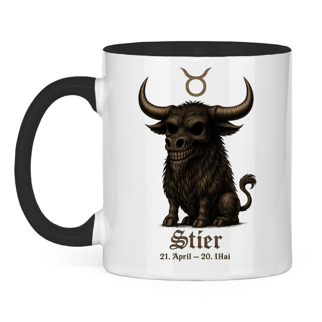 Tasse zweifarbig Stier Skelett