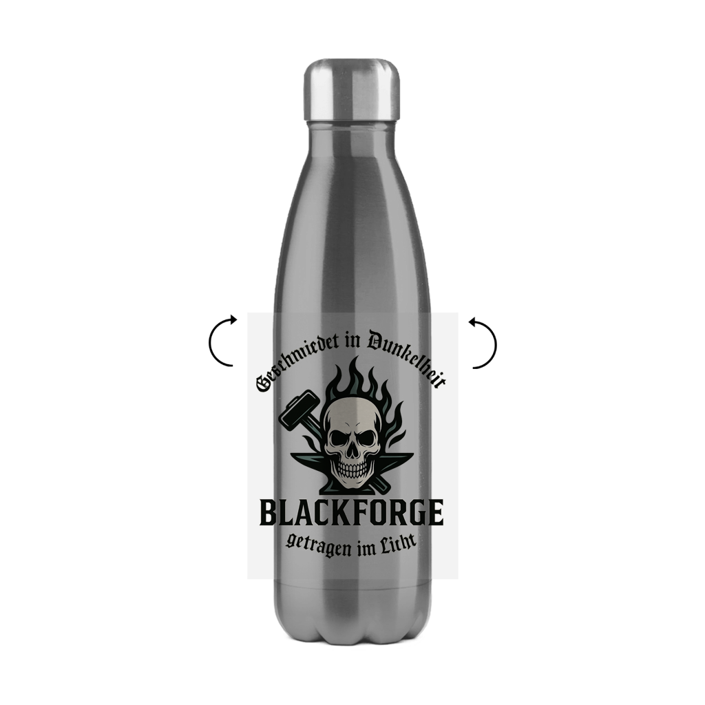 Edelstahl-Thermoflasche Logo Slogan Kreis Alt transparent