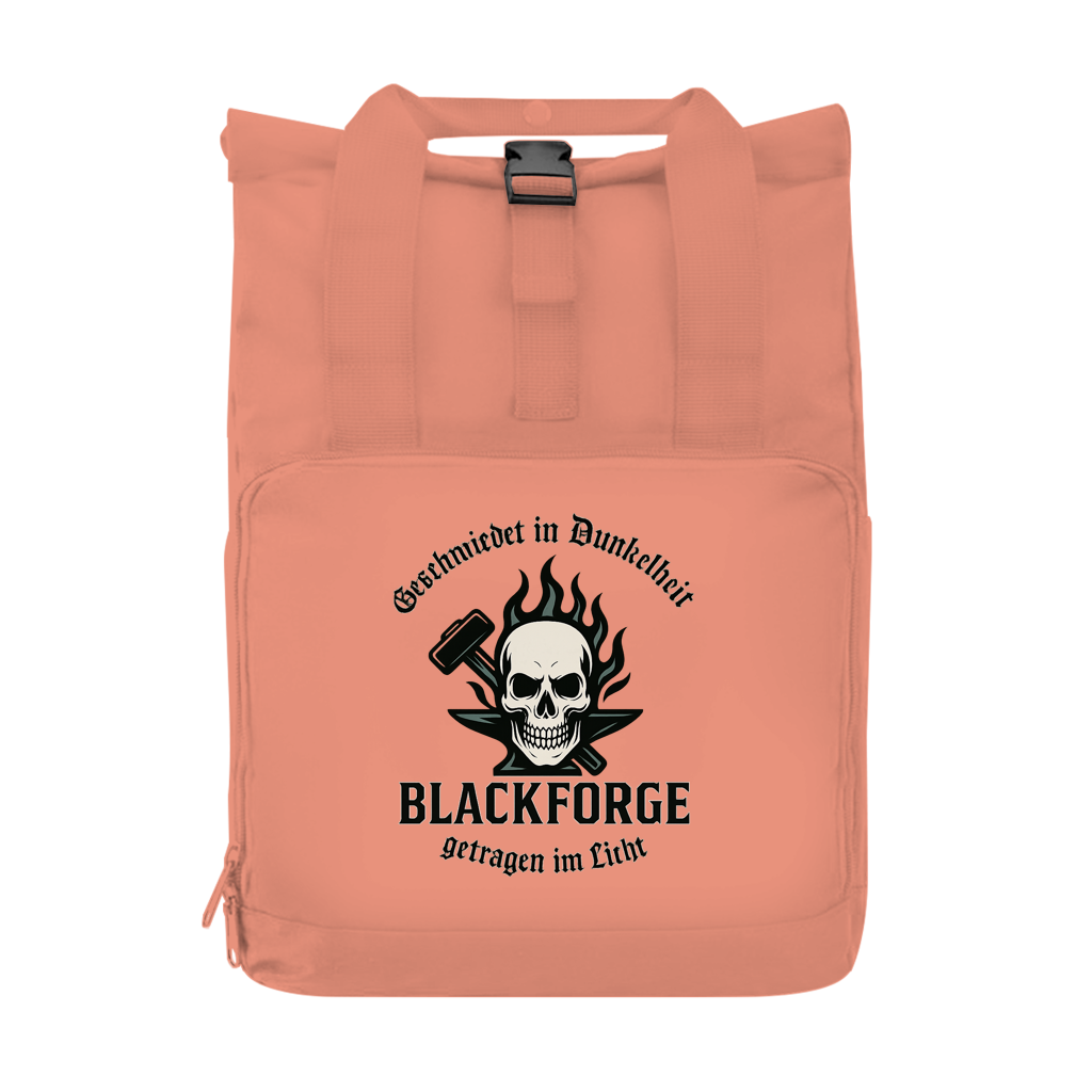 Rucksack mit Seitentasche Logo Slogan Kreis Alt transparent