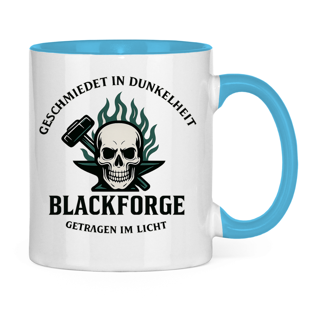 Tasse zweifarbig Logo Slogan transparent