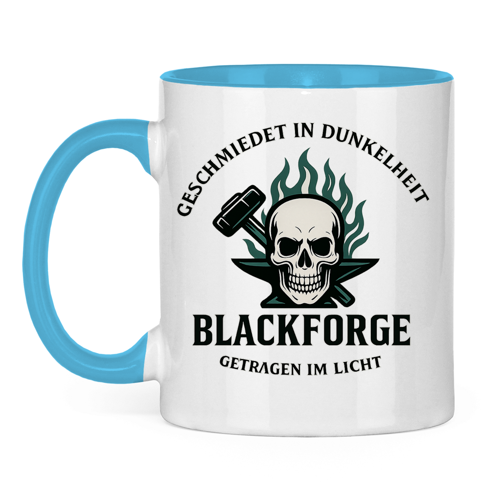 Tasse zweifarbig Logo Slogan transparent