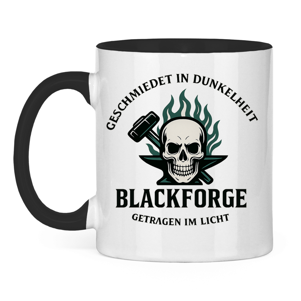 Tasse zweifarbig Logo Slogan transparent