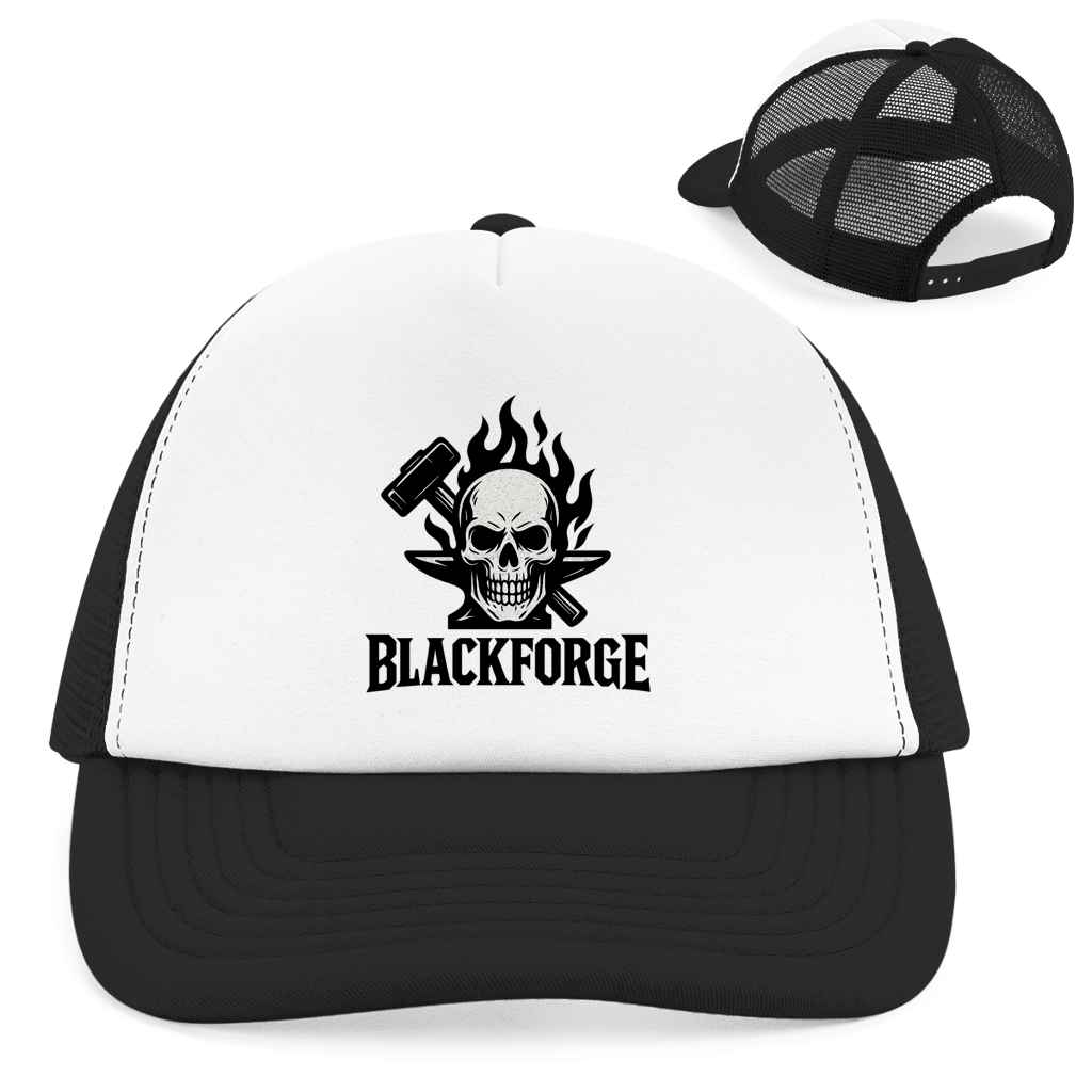 Retro Trucker Cap Logo schwarz transparent