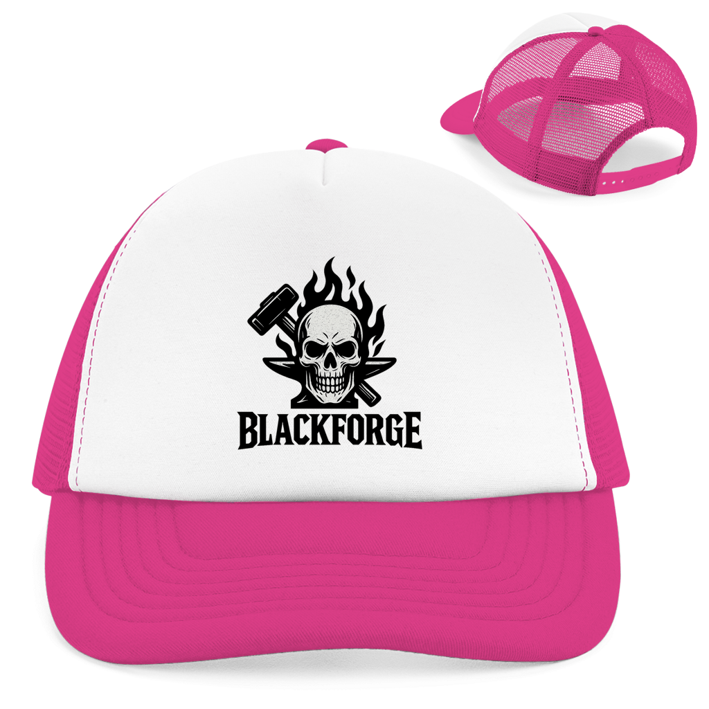 Retro Trucker Cap Logo schwarz transparent