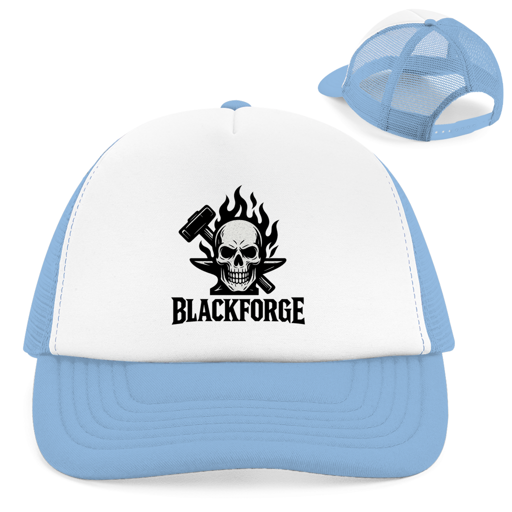 Retro Trucker Cap Logo schwarz transparent