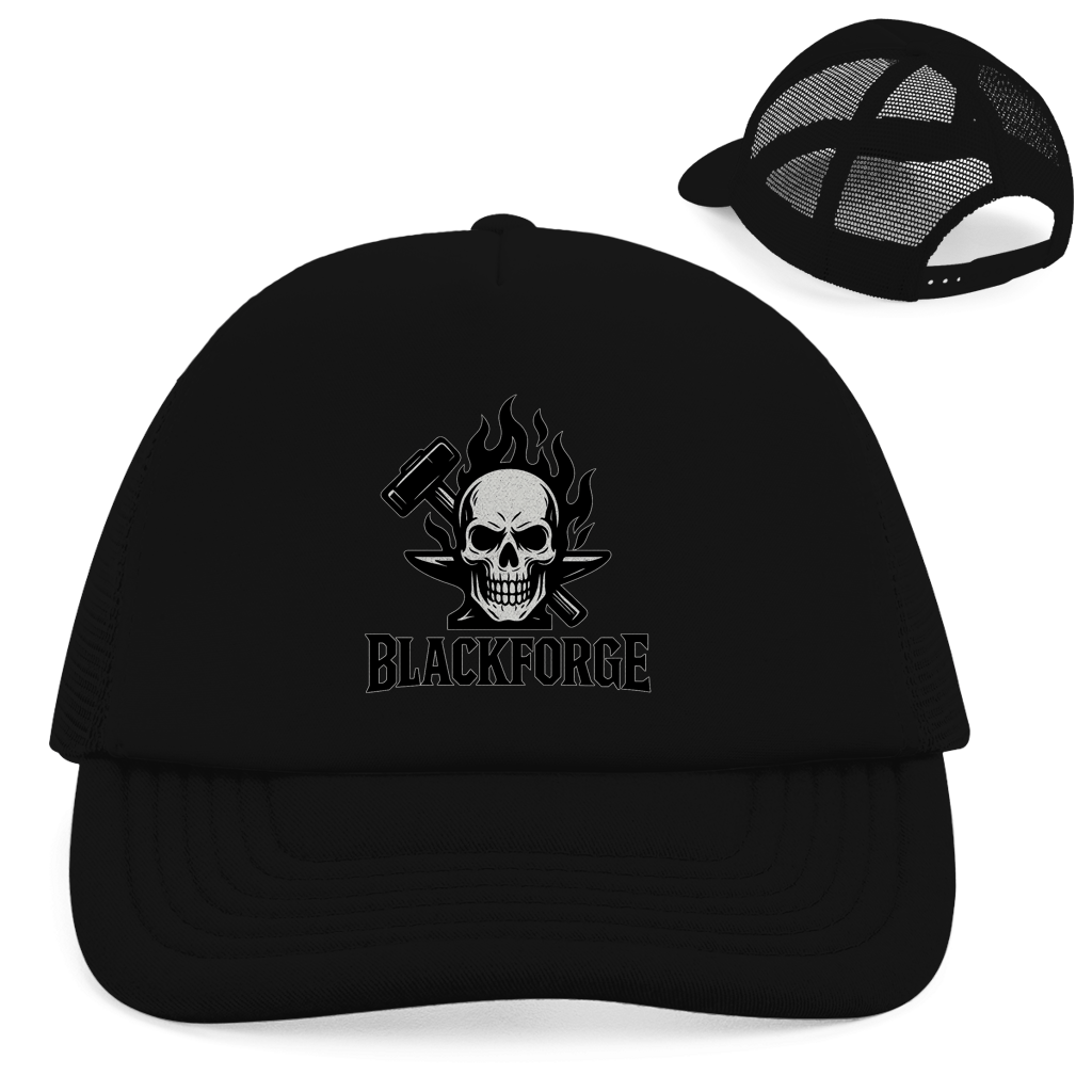 Retro Trucker Cap Logo schwarz transparent