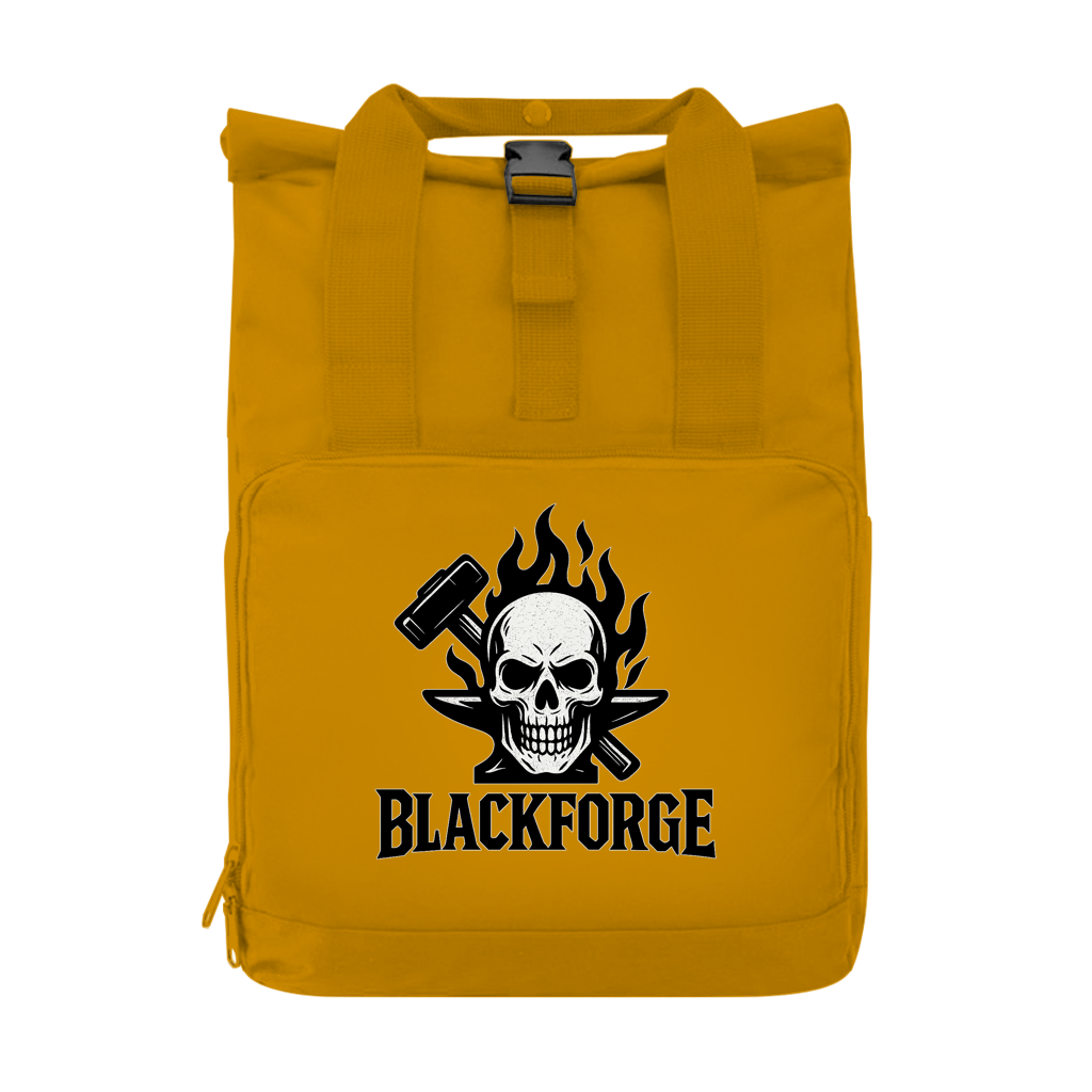 Rucksack mit Seitentasche Logo schwarz transparent