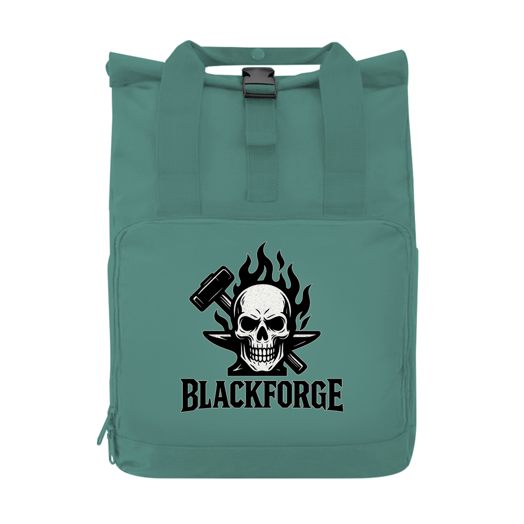 Rucksack mit Seitentasche Logo schwarz transparent
