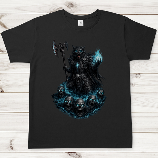 Herren T-Shirt Werwolf mit magischer Energie und Schädeln