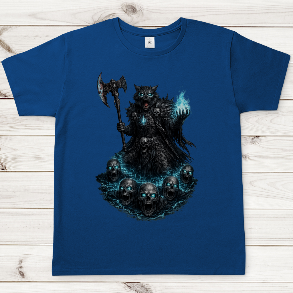 Herren T-Shirt Werwolf mit magischer Energie und Schädeln