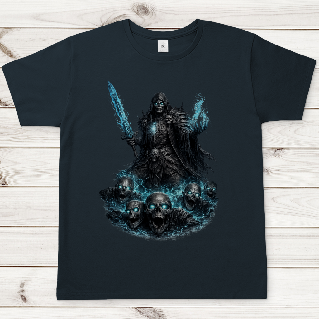 Herren T-Shirt Unheiliger Zauberer mit blauer Energie