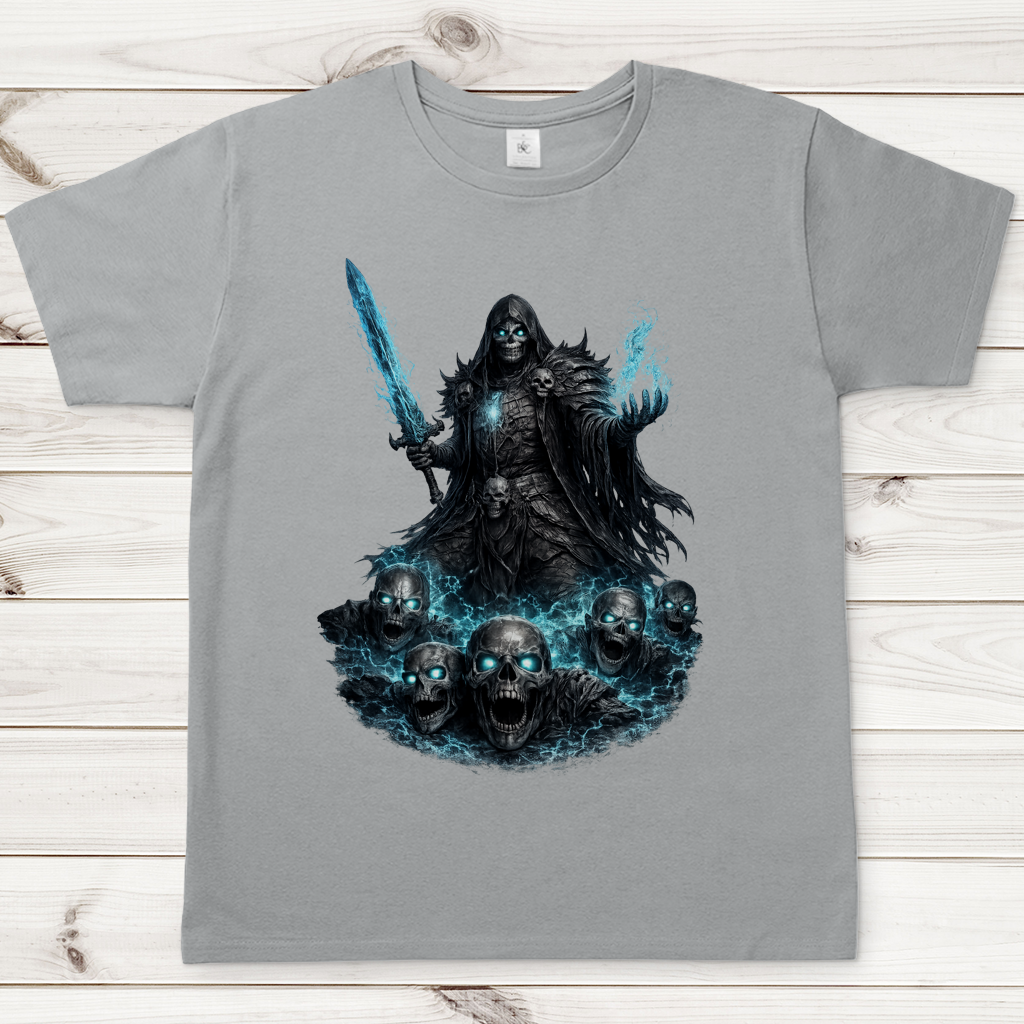 Herren T-Shirt Unheiliger Zauberer mit blauer Energie