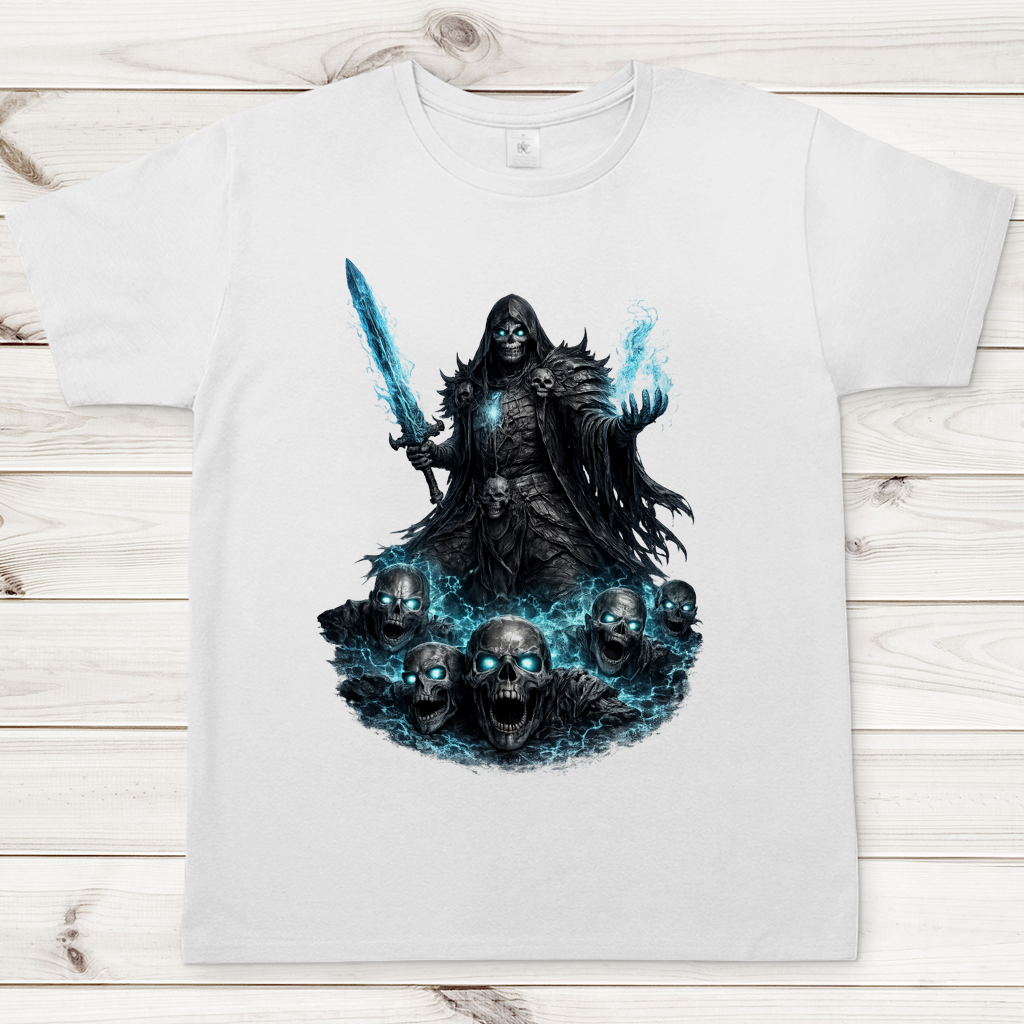 Herren T-Shirt Unheiliger Zauberer mit blauer Energie