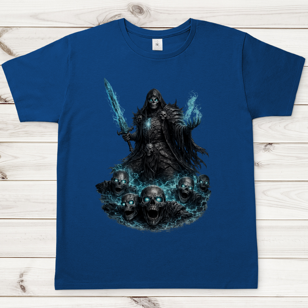Herren T-Shirt Unheiliger Zauberer mit blauer Energie